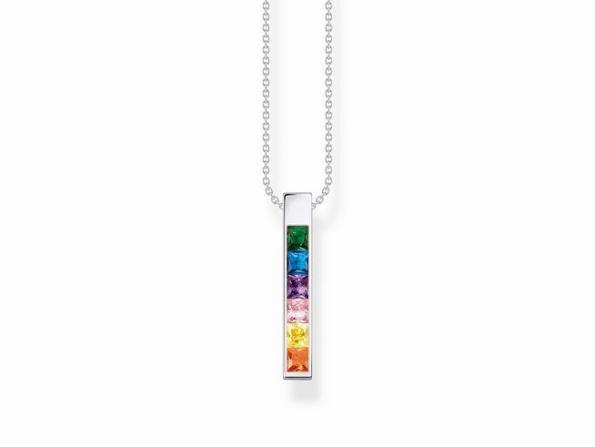 Thomas Sabo KE2113-166-7-L45V - Kette - Sterling Silber + Glas-Keramik Stein + Zirkonia - Rainbow - Regenbogen - 45 cm