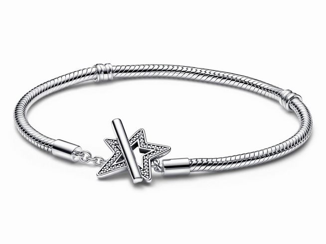 Pandora - Stern T-Verschluss Schlangen-Armband 592357C01-18 - Sterling Silber - Zirkonia - Klar - 18 cm