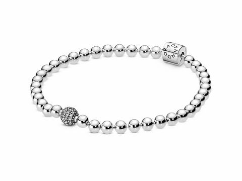 Pandora 598342CZ-19 - Beaded - Sterling Silber Armband mit Perlen + Zirkonia - 19 cm