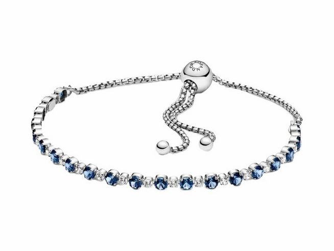 Pandora 599377C01-1 - Blaues und klares FunkelnVerstellbares Armband - Sterling Silber - Steinmix BUNT 23 cm