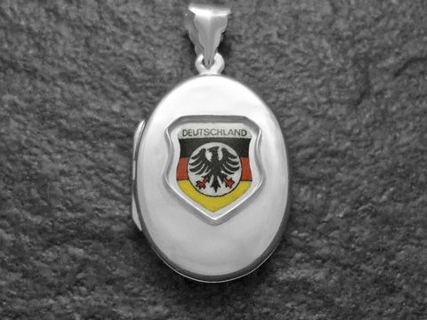 Deutschland Flagge mit Bundesadler - Wappen - Silber Medaillon