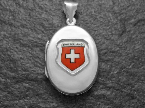 Schweiz - Switzerland Landesflagge - Wappen - Silber Medaillon