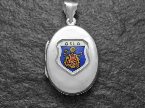 Oslo Stadtwappen - Norwegen Wappen - Silber Medaillon
