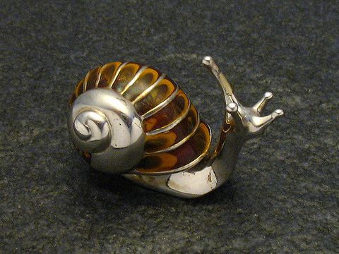 Schnecke emailliert - Silber Tier stehend 32 mm