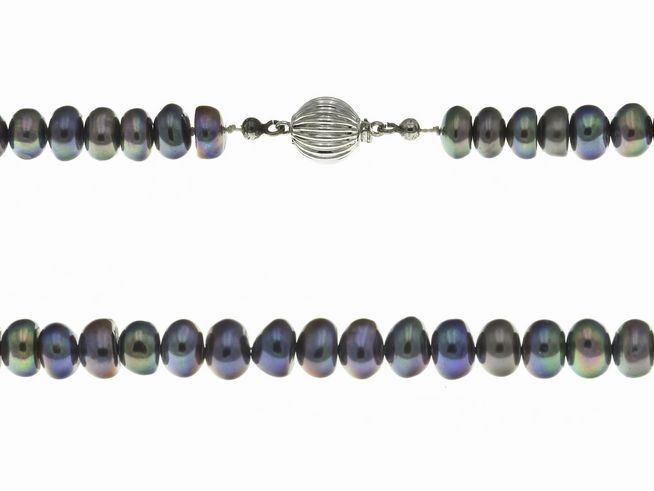 Perlenkette 44 cm - Aubergine farbend - Swasser Zuchtperlen