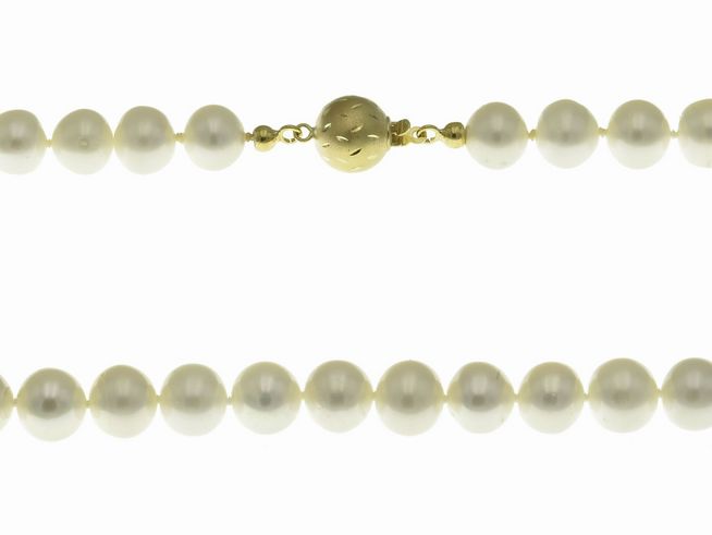 Perlenkette 8,5-9 mm - WEI - Gold 585 - 43 cm