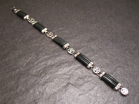 Onyx Armband - Mystik - schwarz 21 cm - silberfarben