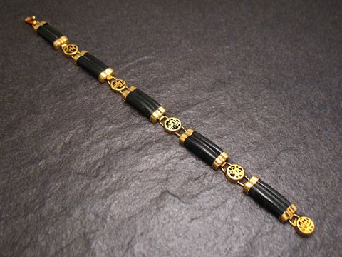 Onyx Armband - Mystik - schwarz 21 cm - goldfarben