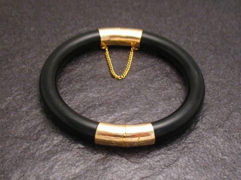 Onyx Armreifen - Ornament - schwarz  19 cm