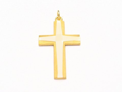 Groes Kreuz - Anhnger mit Doubl Gold Auflage - Papst
