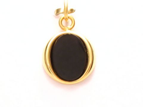 Onyx oval - Anhnger mit Gold Auflage (Doubl)
