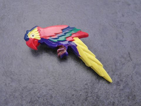 Brosche Papagei - Modeschmuck - gelb - bunt tierisch