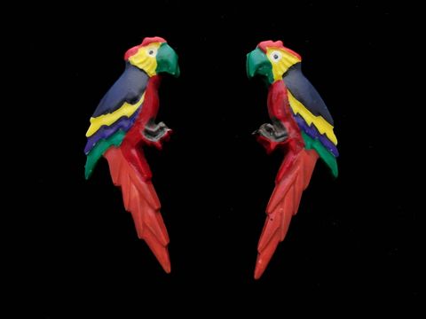 Papagei Ohrringe - Modeschmuck - dunkelblauem Rcken + rotbraunem Schwanz
