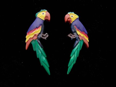 Papagei Ohrringe - Modeschmuck - lila Rcken, grnem Schwanz blauem Bauch