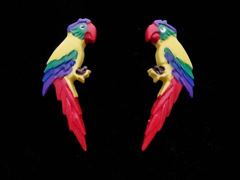 Papagei Ohrringe - Modeschmuck - bunt mit gelbem Rcken und rotem Schwanz