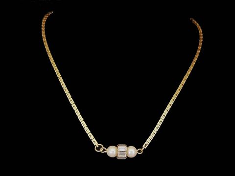 Kette Vergoldet - Boston Kettendesign - Perlen Imitation - 40 cm