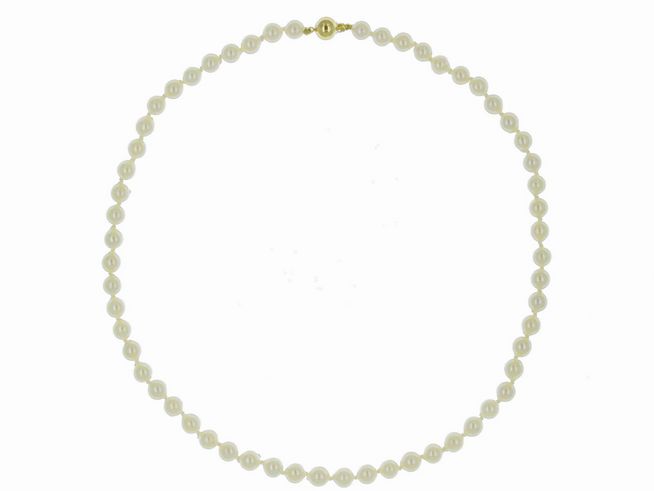 Perlenkette - Akoya-Zuchtperlen 6,5-7 mm - Wei - 46 cm - Gold 585