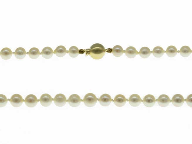 Perlenkette - Swasser-Zuchtperlen 5,5-6 mm - Wei-Rose - 44 cm - Gold 585