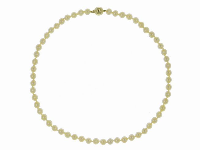 Perlenkette - Zuchtperlen 7-7,5 mm - Creme-Champagner - 47 cm - Gold 585