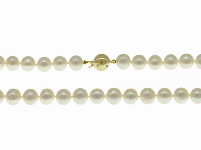 Perlenkette - Swasser-Zuchtperle 7,5-8 mm - Wei-Creme - 43 cm - Gold 585
