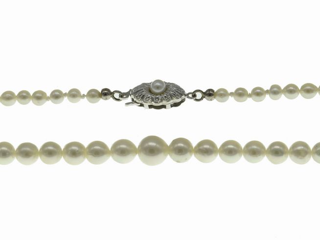 Perlenkette im Verlauf - Swasser-Zuchtperlen 3,5-7 mm - Wei - 45 cm