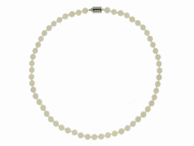 Perlenkette - Akoya-Zuchtperlen 7-7,5 mm - Wei - 45 cm