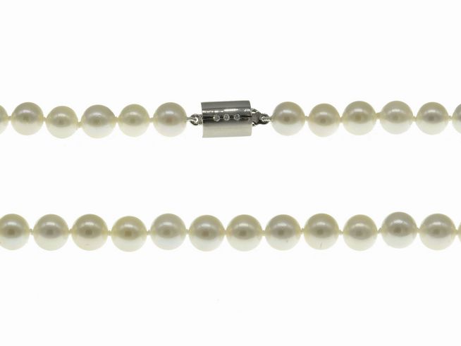 Perlenkette - Akoya-Zuchtperlen 7-7,5 mm - Wei - 45 cm