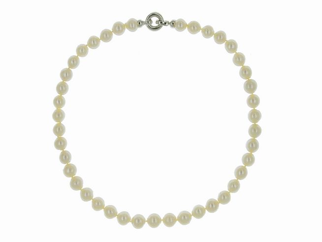 Perlenkette - Swasser-Zuchtperlen 9,5-10,5 mm - Wei - 45 cm