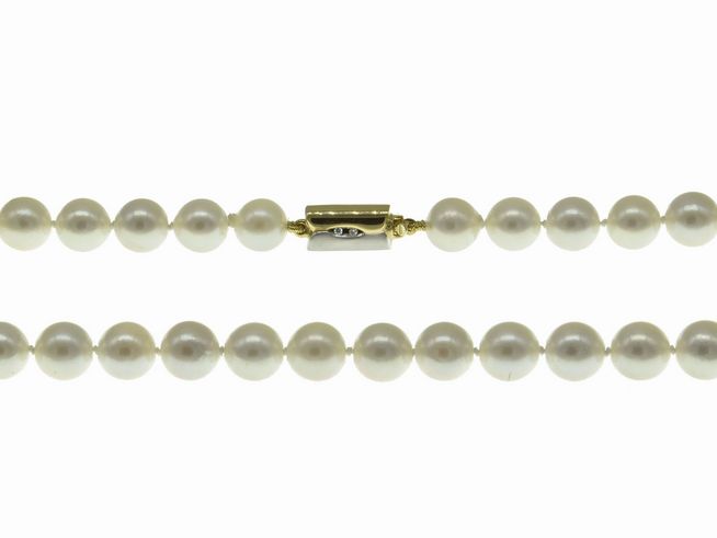 Perlenkette - Swasser-Zuchtperlen 8-8,5 mm - Wei - 45 cm - Bicolor 585