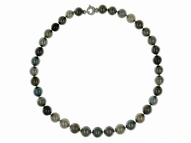 Perlenkette - Tahiti-Perlen 10-12,5 mm - Grautne - 45 cm
