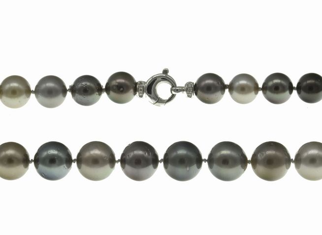 Perlenkette - Tahiti-Perlen 10-12,5 mm - Grautne - 45 cm