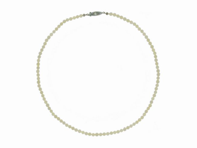 Perlenkette - Akoya-Zuchtperlen 4-4,5 mm - Wei - 44 cm - Silber