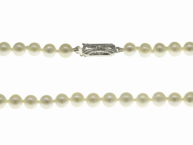 Perlenkette - Swasser-Zuchtperlen 4,5-5 mm - Wei - Creme - 45 cm - Silber