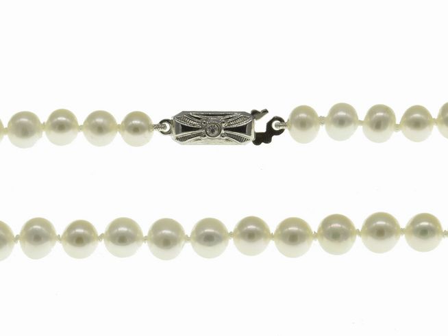 Perlenkette - Swasser-Zuchtperlen 5-5,5 mm - Wei - 42 cm - Silber
