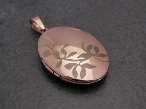 Medaillon aus Edelstahl rosegoldplattiert - oval poliert