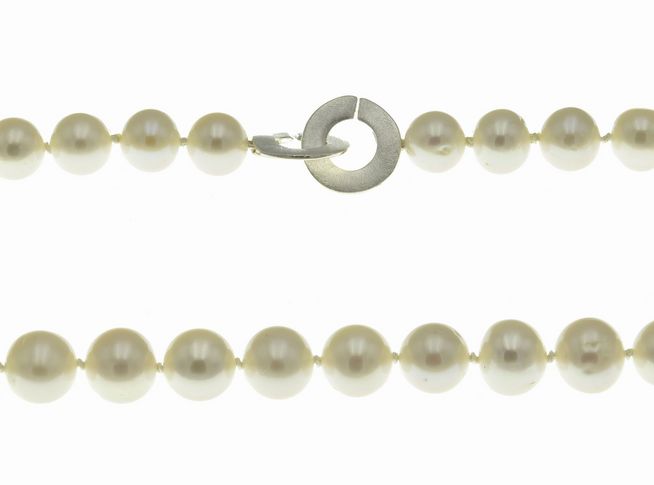 Perlenkette 47 cm - wei - China Zuchtperlen - 9,5 x 10,5 mm