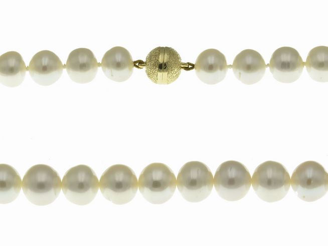 Perlenkette 42 cm - Swasser - Zuchtperlen wei - 10,5-11 mm