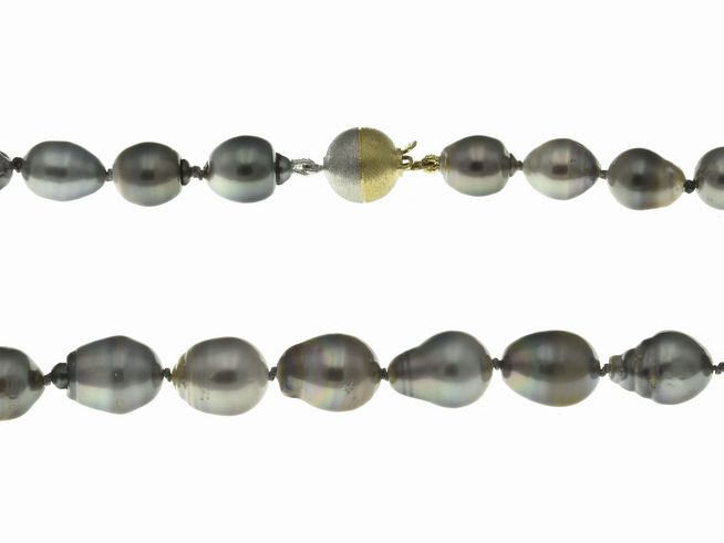 Perlenkette - 44 cm - Grau - Barock Tahiti Perlen