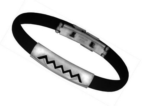 Kautschuk - Edelstahl Armband - Zacken Design Muster