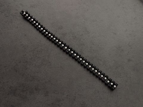 Modeschmuck Armband SCHWARZ - WEI - 17,5 cm - schwarz