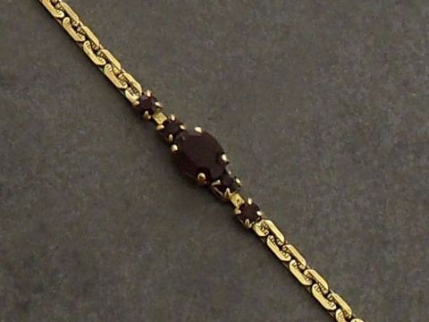 Strass Armband - niedlich - GRANATROT - 19,5 cm - goldfarben