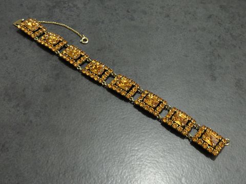 Strass Armband - grazil - ORANGE - 19 cm - goldfarben