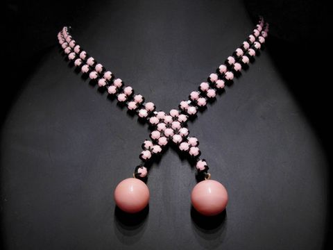 Strass Kette - beeindruckend - pink - Strassschmuck - 41 cm