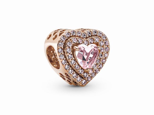 Pandora Charm 789218C01 - Sparkling Leveled Heart - Herz - Rosgold Vergoldung - Kristall - Pink