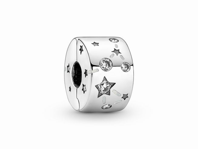 Pandora Clip Stopper 790010C01 - Sterne & Galaxie Clip - Sterling Silber - Zirkonia & Emaille - Bunt