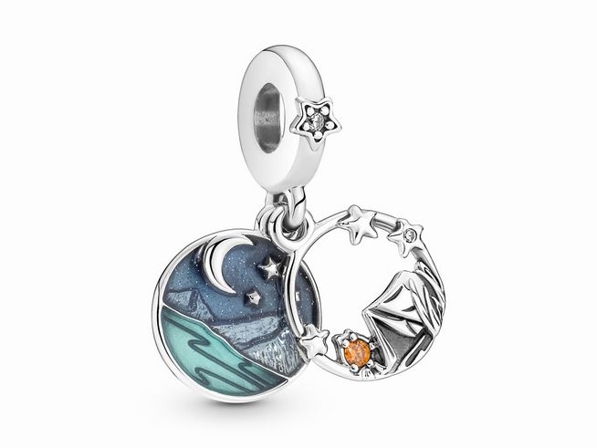 Pandora 791686C01 - Camping Nachthimmel Doppelter Charm-Anhnger - Sterling Silber & Emaille Zirkonia Multicolor