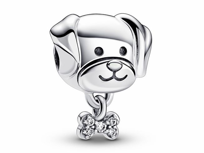 Pandora - Hund & Knochen Charm - 792254C01 - Sterling Silber + Zirkonia - Klar