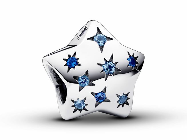 Pandora 792974C01 - Aufflliges Funkelndes Stern Charm - Sterling Silber - Kristall Blau