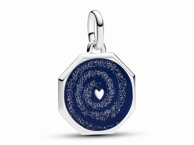 Pandora ME 793040C01 Charms - Galaxy Herz-Medaillon-Charm - Sterling Silber - Emaille Blau