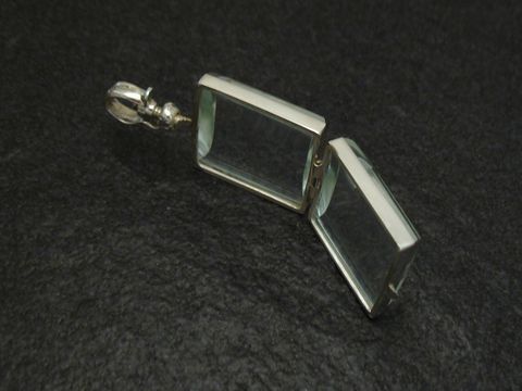 Glas Medaillon - Sterling Silber Anhnger -quadratisch-